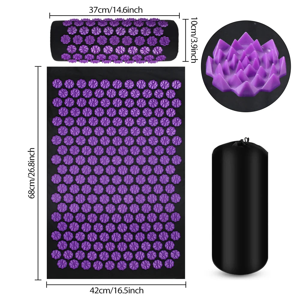 Pranamat Eco Acupressure Mat – Lotus Spike Massage Cushion for Back, Neck, Foot & Yoga Pain Relief