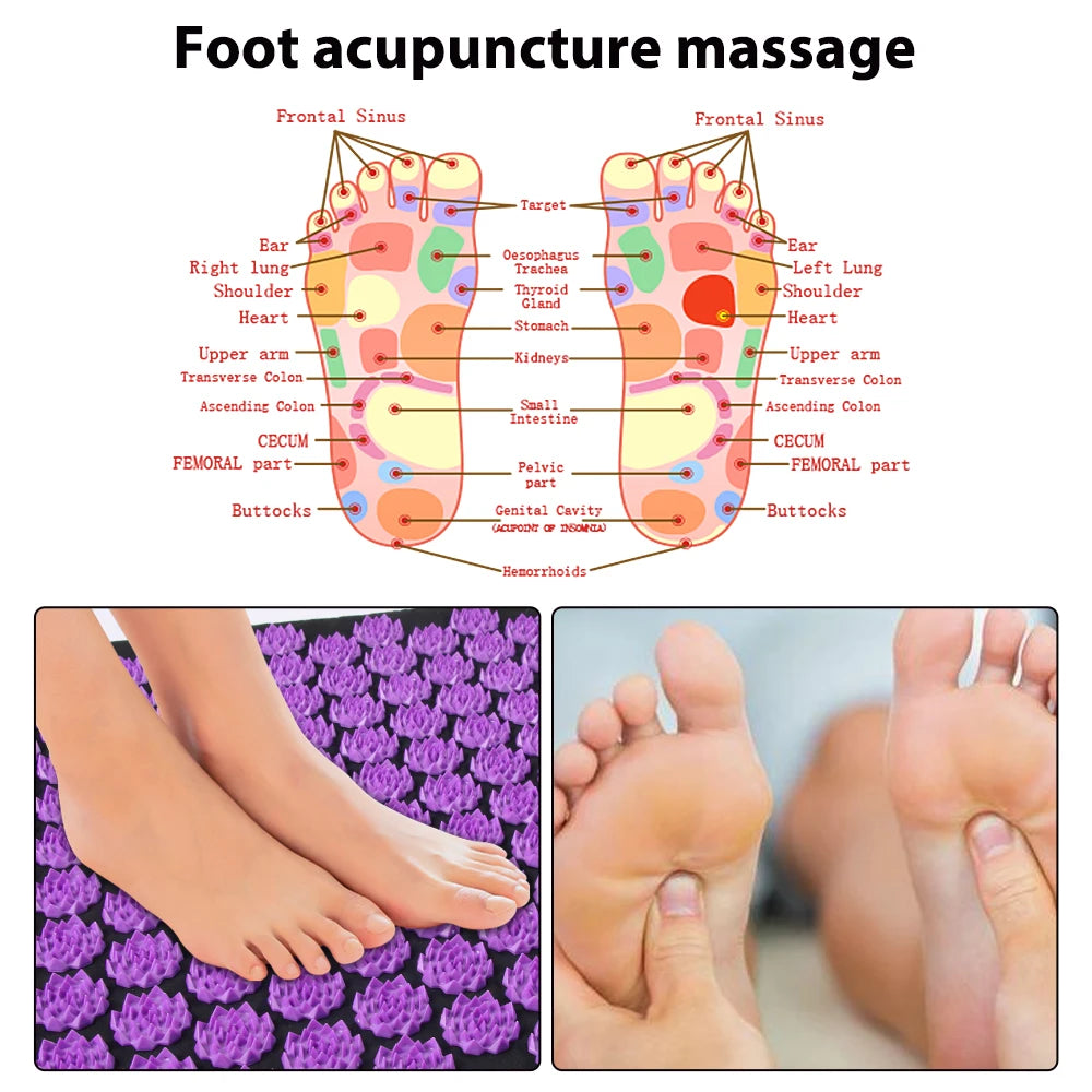 Acupressure Yoga Mat & Pillow Set – Kuznetsov Applicator Spiked Cushion for Back, Foot & Full Body Massage Relief