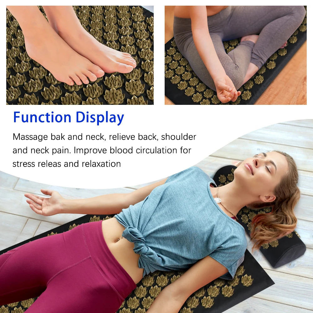 Pranamat Eco Acupressure Mat – Lotus Spike Massage Cushion for Back, Neck, Foot & Yoga Pain Relief