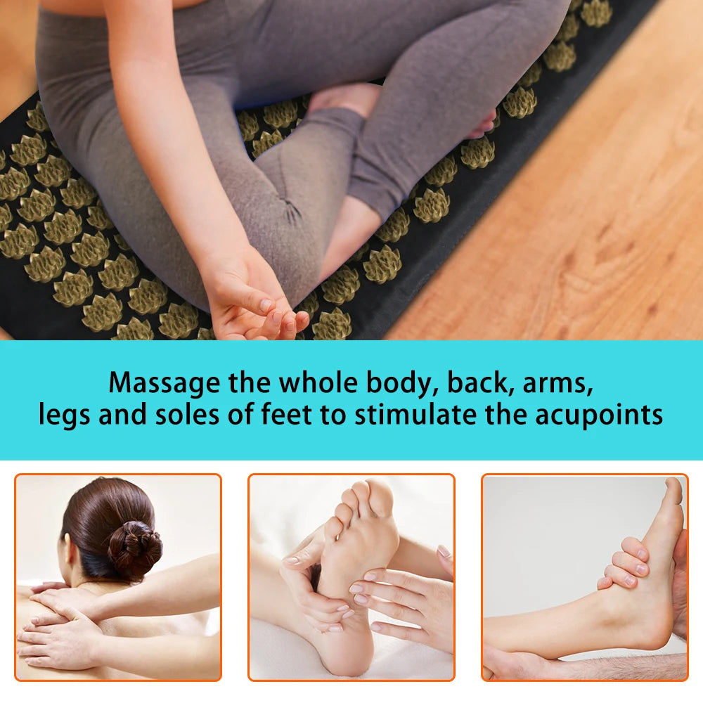 Pranamat Eco Acupressure Mat – Lotus Spike Massage Cushion for Back, Neck, Foot & Yoga Pain Relief