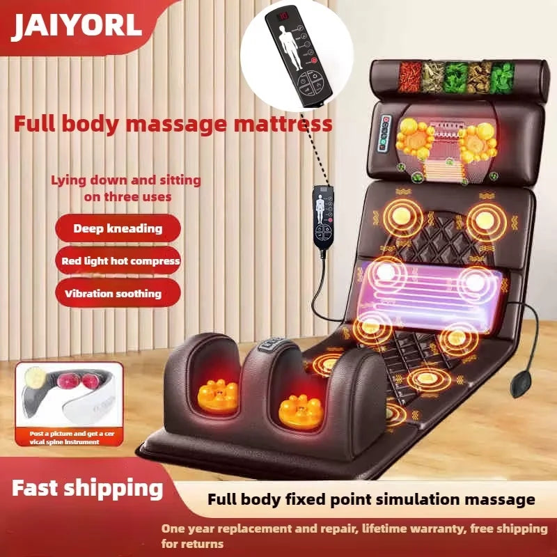 Electric Full Body Massage Mattress with Heat, Airbags, Kneading & Vibration for Full Relaxation