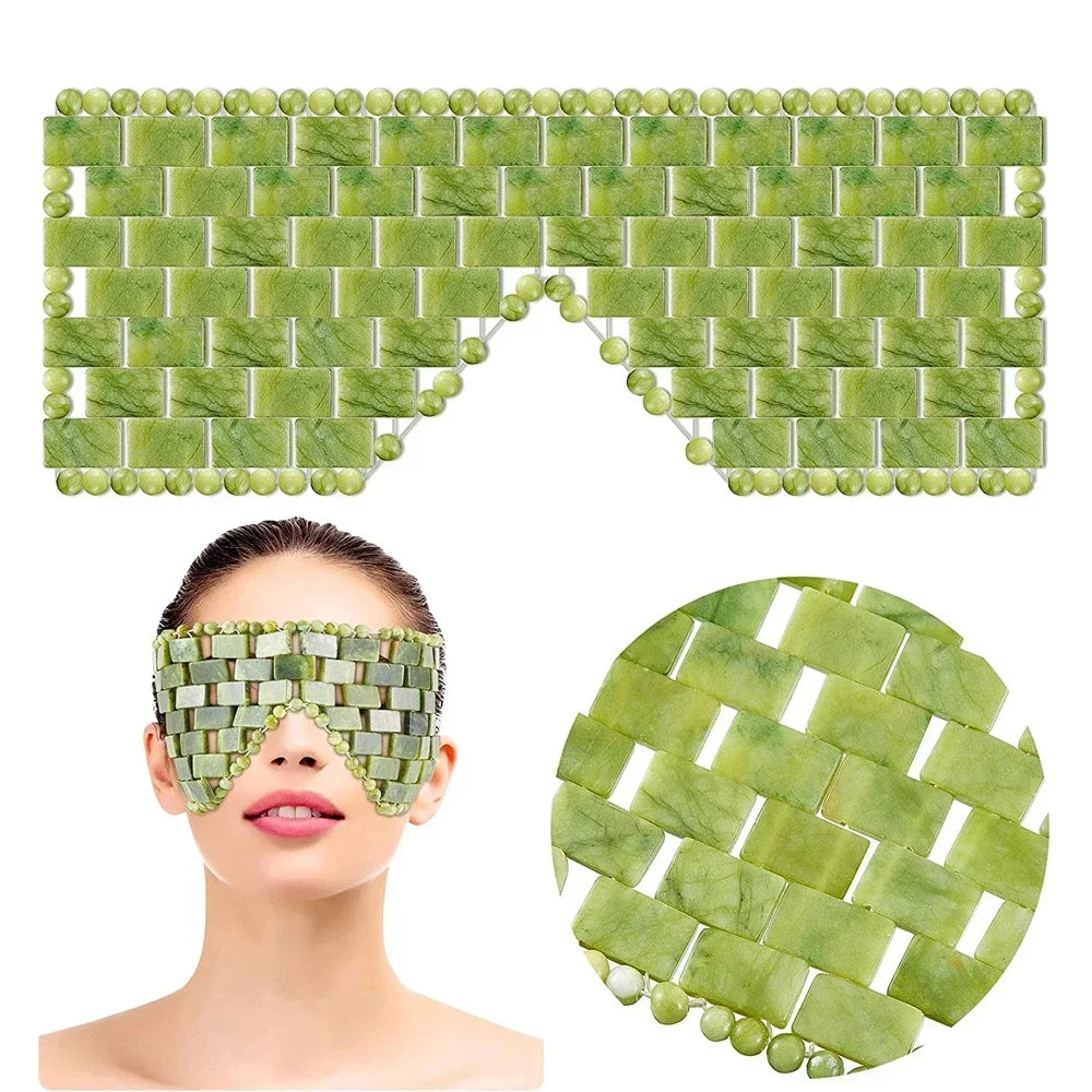 Cooling Jade Eye Mask – Natural Stone Eye Massager for Relaxation, Sleep & Puffy Eye Relief