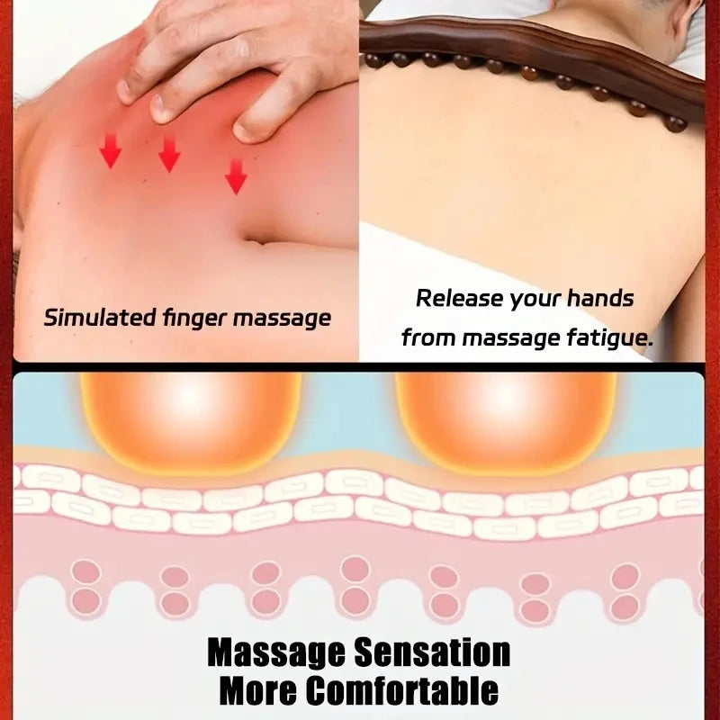 Wooden Massage Stick – Double Row 20-Bead Carbonized Body Roller for Abdomen & Muscle Relief