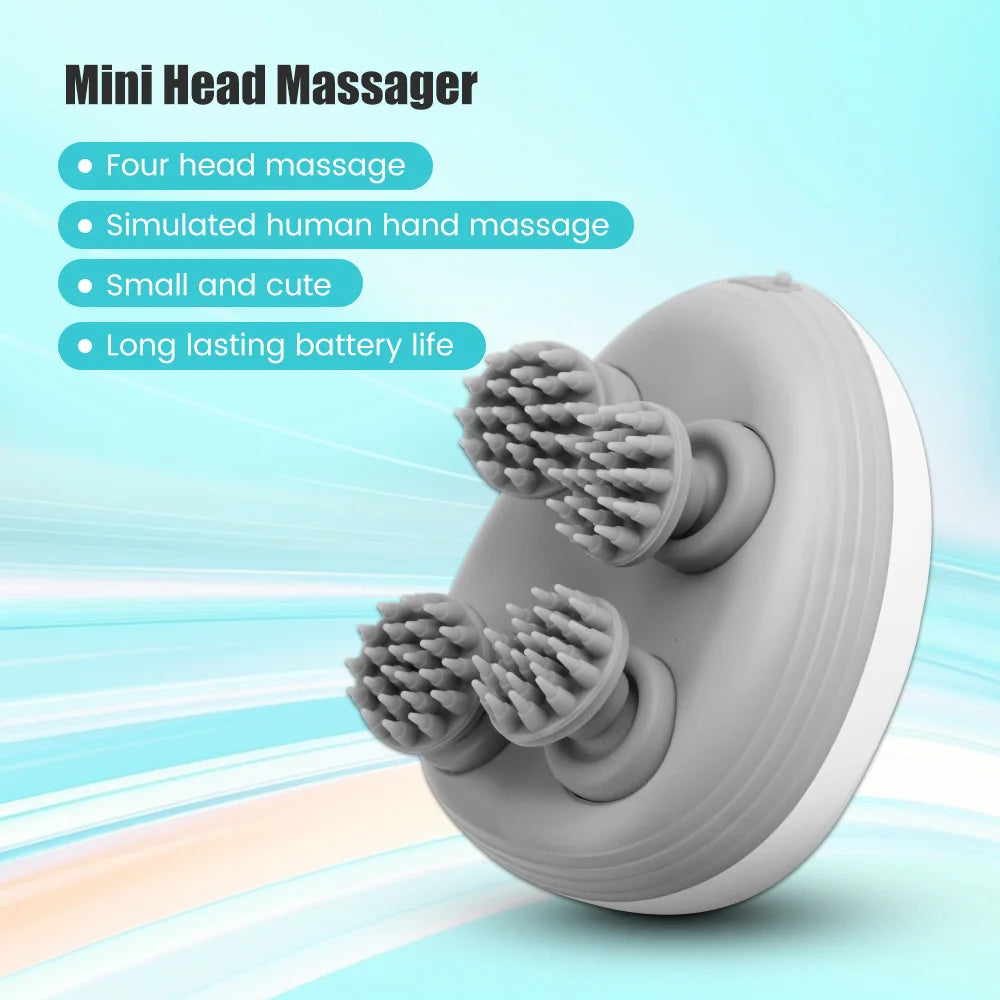 Electric Scalp Massager – 4 Kneading Heads for Hair Growth, Deep Tissue Relief & Relaxation