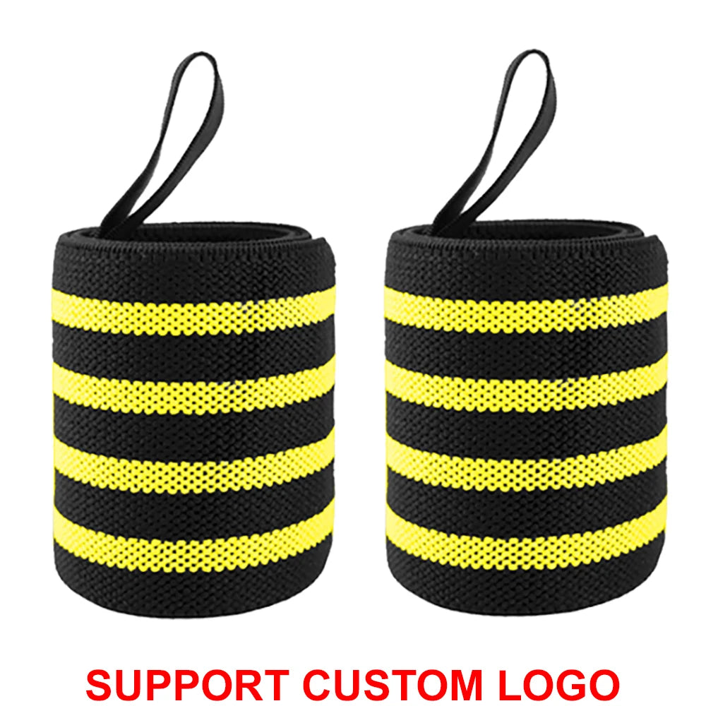 Wrist Support Wraps – 1 Pair Extra Strength Weight Lifting Brace Straps for Gym & Fitness Training with Custom Logo Option