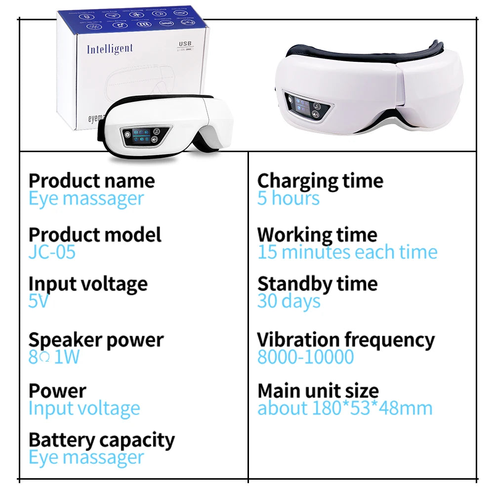 6D Smart Eye Massager – Vibration, Airbag Compression & Bluetooth Music for Fatigue Relief & Eye Relaxation