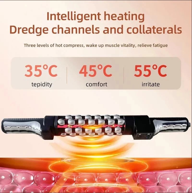 Heated Massage Roller with Red Light – Electric Rotating Massager for Weight Loss, Muscle Relief & Anti-Cellulite