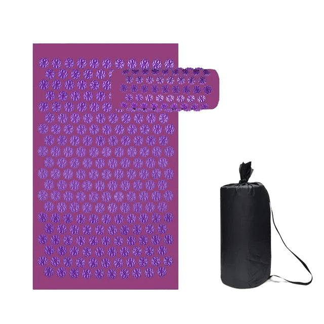 Acupressure Yoga Mat & Pillow Set – Kuznetsov Applicator Spiked Cushion for Back, Foot & Full Body Massage Relief