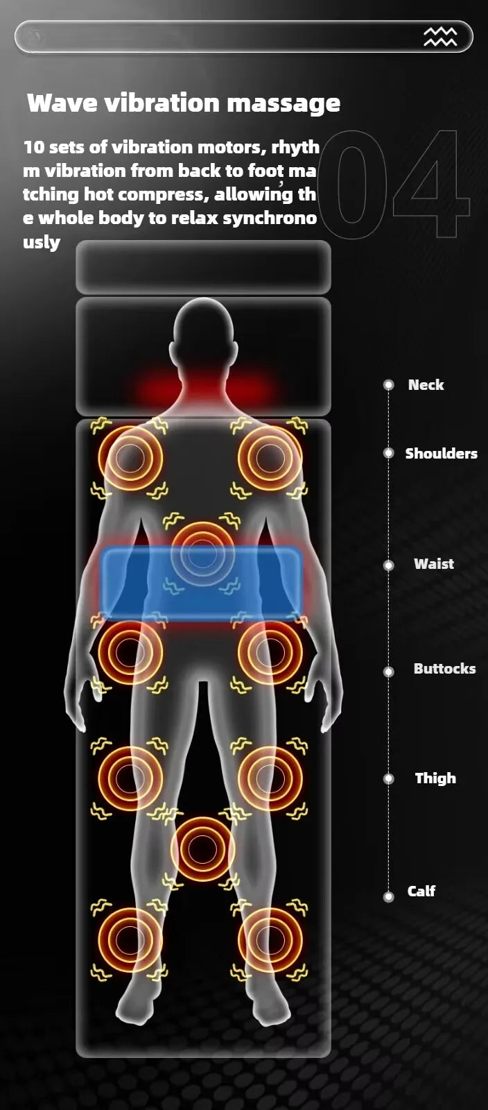 Electric Full Body Massage Mattress with Heat, Airbags, Kneading & Vibration for Full Relaxation