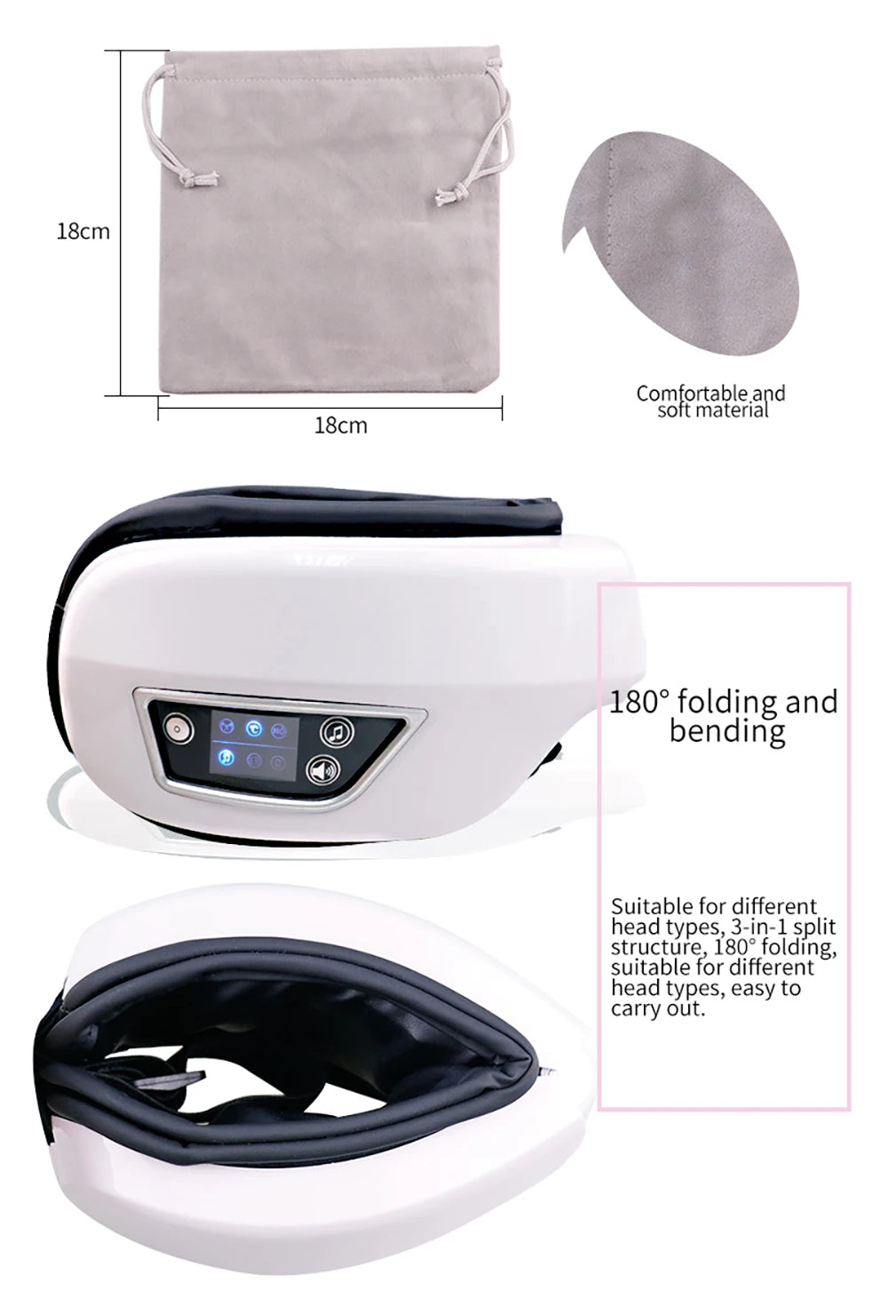 6D Smart Eye Massager – Vibration, Airbag Compression & Bluetooth Music for Fatigue Relief & Eye Relaxation