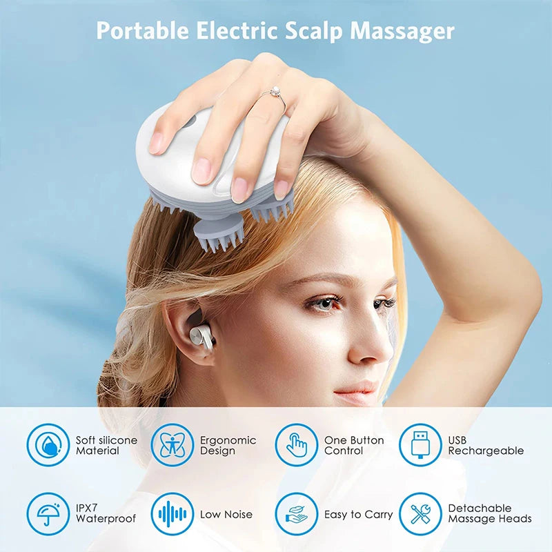 Electric Deep Scalp Massager – Portable, Washable Head Cleaning Tool for Humans & Pets