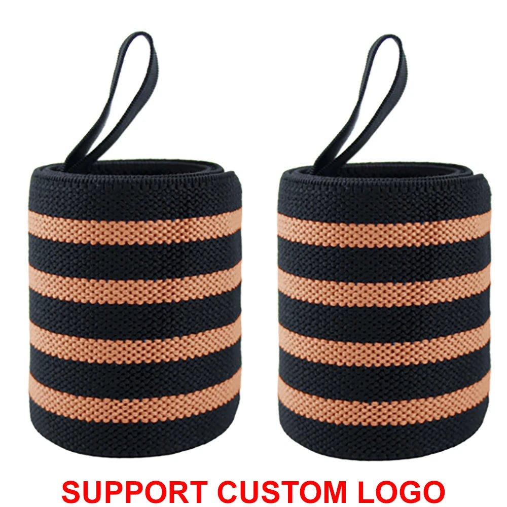 Wrist Support Wraps – 1 Pair Extra Strength Weight Lifting Brace Straps for Gym & Fitness Training with Custom Logo Option