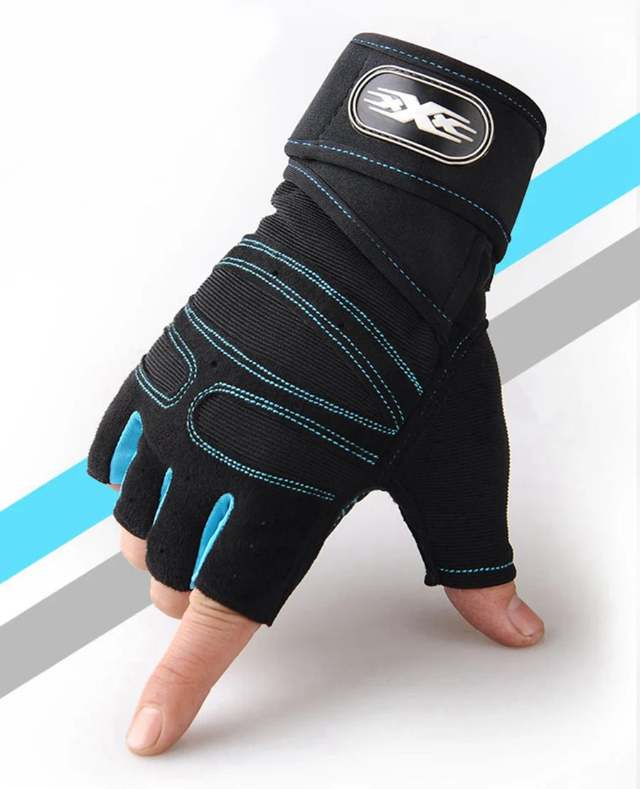 Half Finger Workout Gloves for Men & Women with Wrist Wrap – Gym, Weightlifting, Cycling, Training & Motorcycle Sports