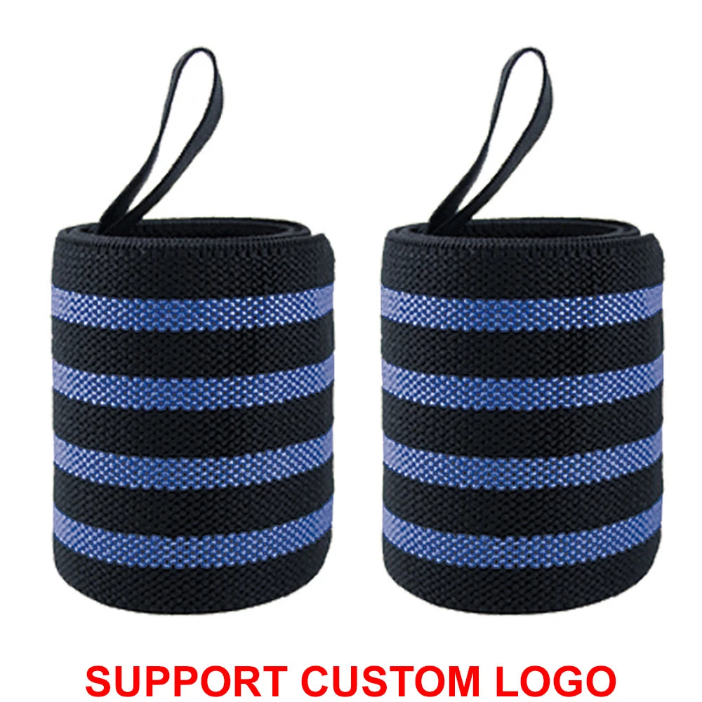 Wrist Support Wraps – 1 Pair Extra Strength Weight Lifting Brace Straps for Gym & Fitness Training with Custom Logo Option