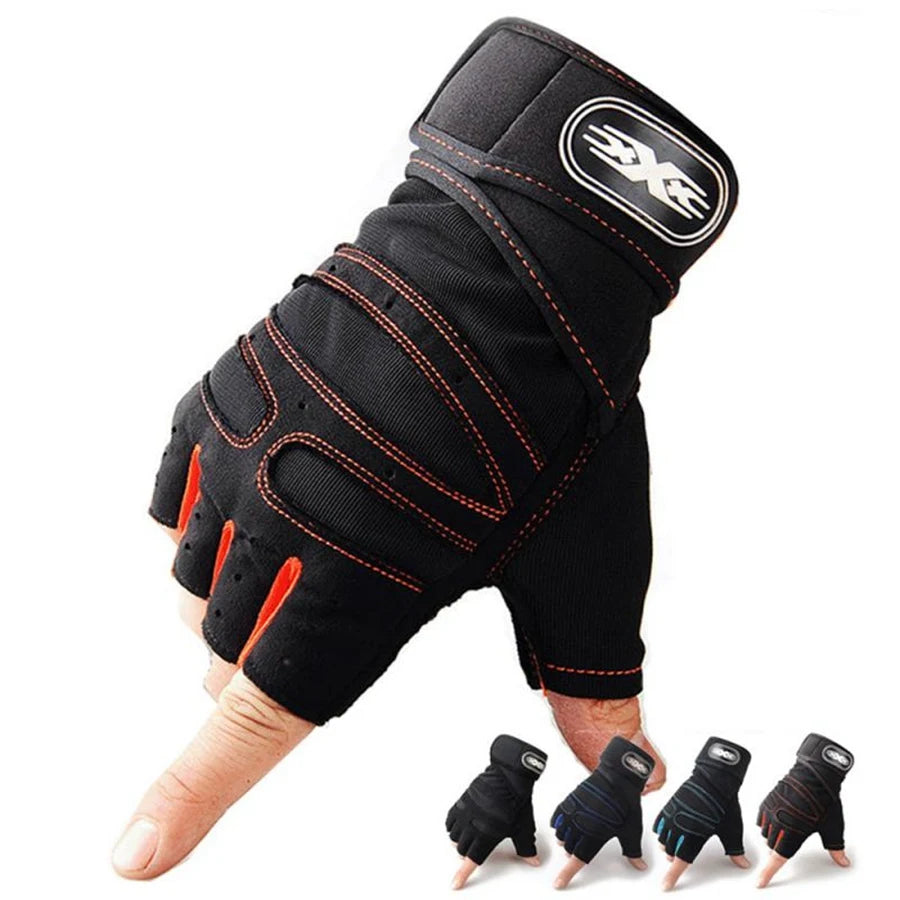 Half Finger Workout Gloves for Men & Women with Wrist Wrap – Gym, Weightlifting, Cycling, Training & Motorcycle Sports