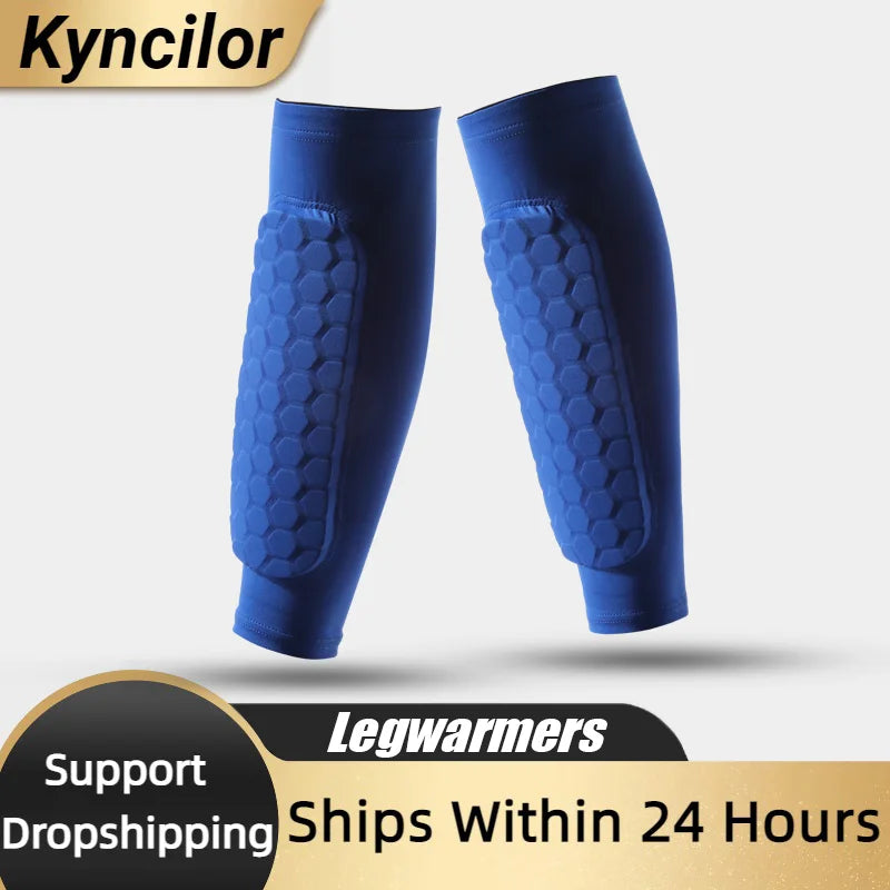 1 PC Shin Guard Leg Sleeve – Honeycomb Shockproof Nylon Soccer Protector Sock for Sports Safety