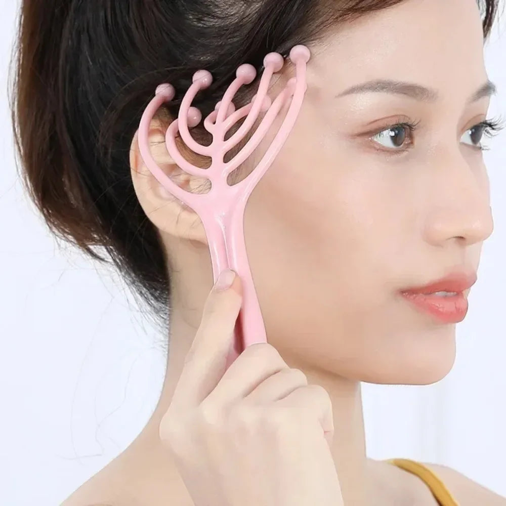 Steel Ball Head Scalp Massager – Handheld 9-Claw Roller Comb for Stress Relief, Relaxation & Hair Care