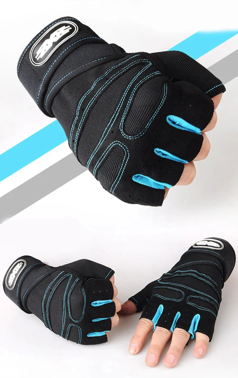 Half Finger Workout Gloves for Men & Women with Wrist Wrap – Gym, Weightlifting, Cycling, Training & Motorcycle Sports