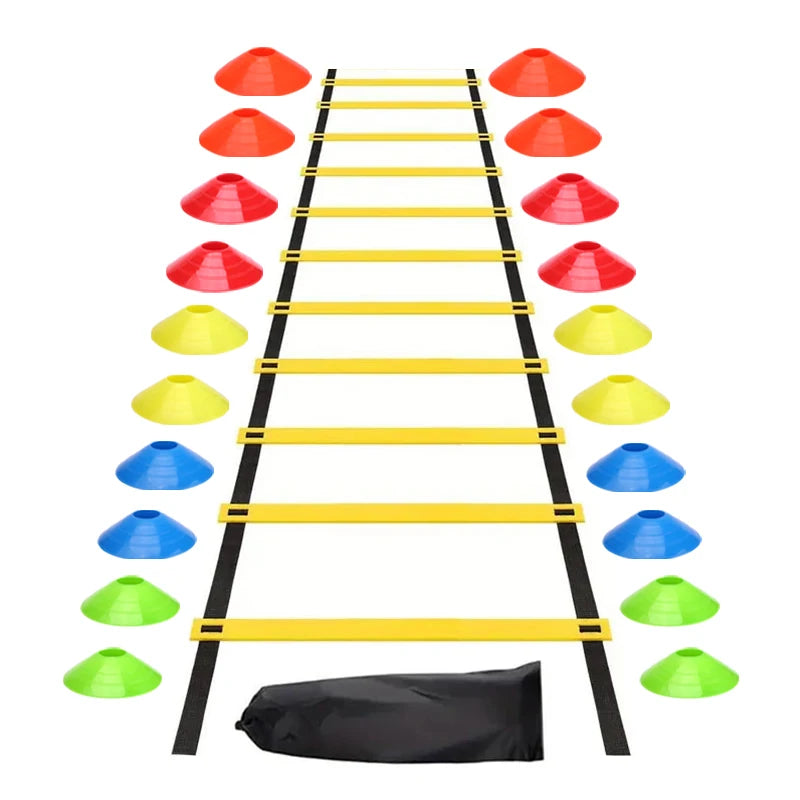 Outdoor Speed & Agility Training Kit – Football Training Set with Ladder, Discs, Umbrella, Jump Hoop & Cone Bucket