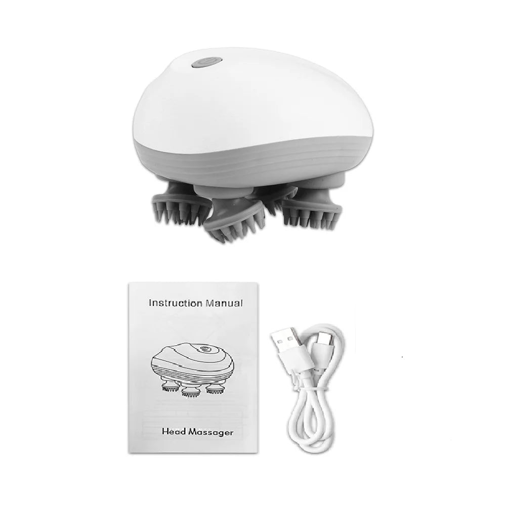 Electric Scalp Massager – 4 Kneading Heads for Hair Growth, Deep Tissue Relief & Relaxation