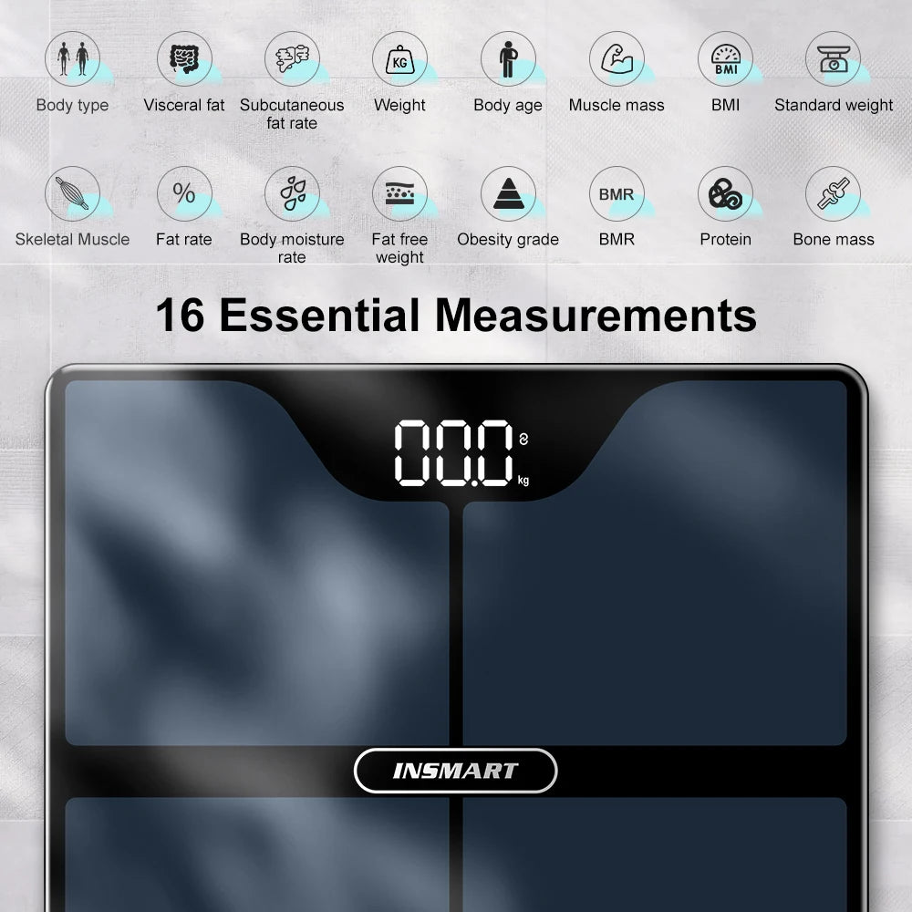 INSMART Smart Digital Body Fat Scale – 180kg Bioimpedance Weight Scale for Adults, Body Composition Analyzer