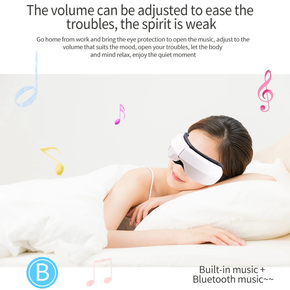 6D Smart Eye Massager – Vibration, Airbag Compression & Bluetooth Music for Fatigue Relief & Eye Relaxation
