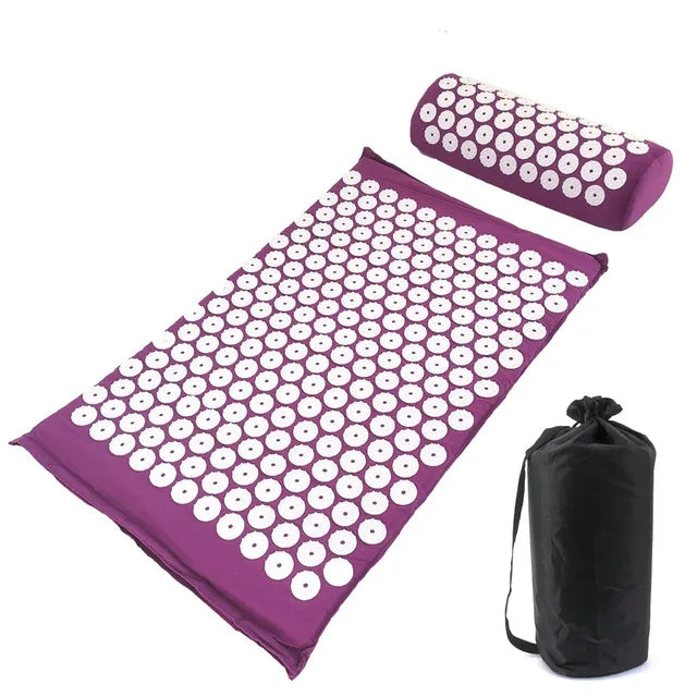 Yoga Massage Pad with Large Acupressure Points – Purple Pillow for Back, Neck & Foot Relief at Home