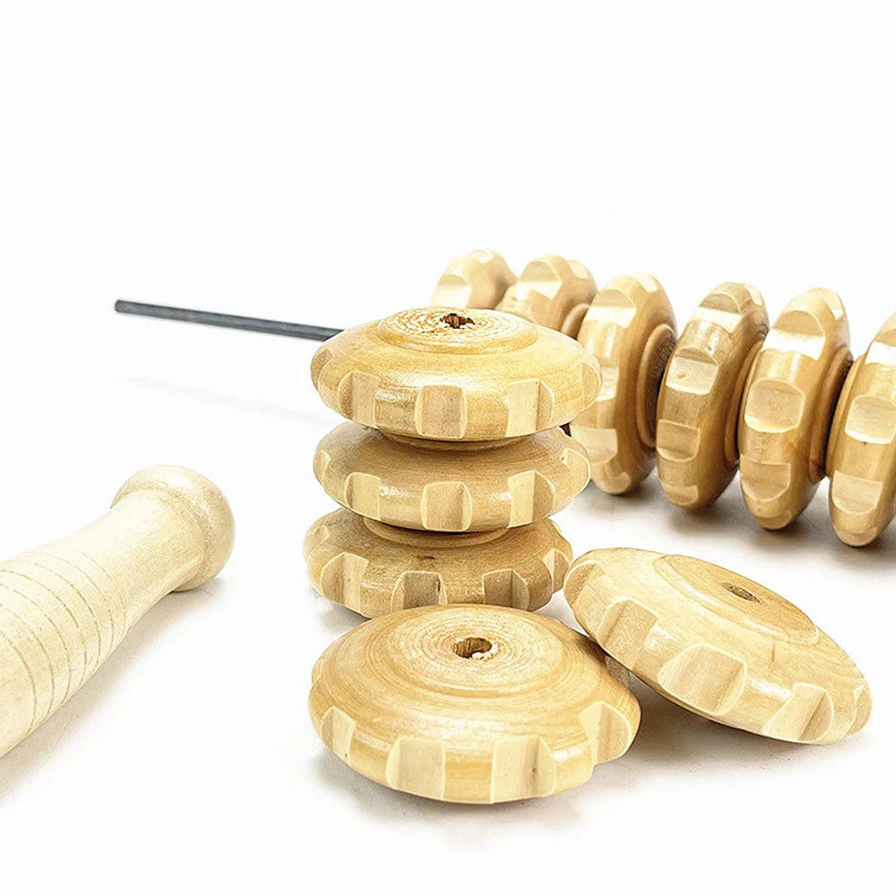 Curved Wooden Massage Roller – Anti-Cellulite Body Shaping & Lymphatic Drainage Tool
