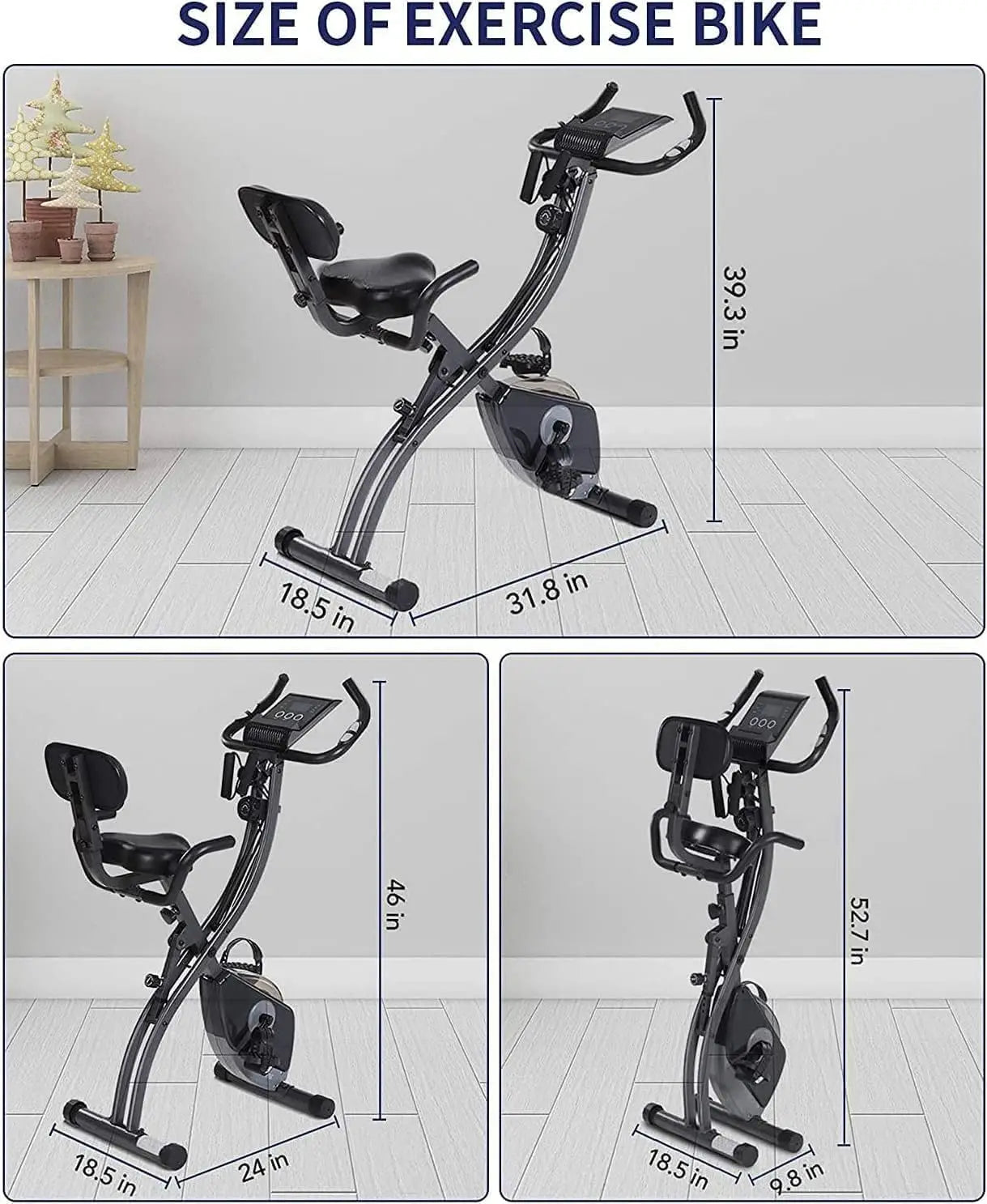 Folding Magnetic Upright Exercise Bike – Stationary Indoor Cycling Bike with Pulse Sensor & LCD Monitor
