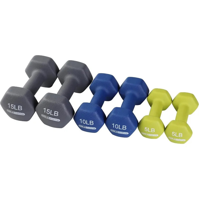 HolaHatha Neoprene Dumbbell Set with Rack – Hand Weights for Home Workout, Toning & Muscle Definition