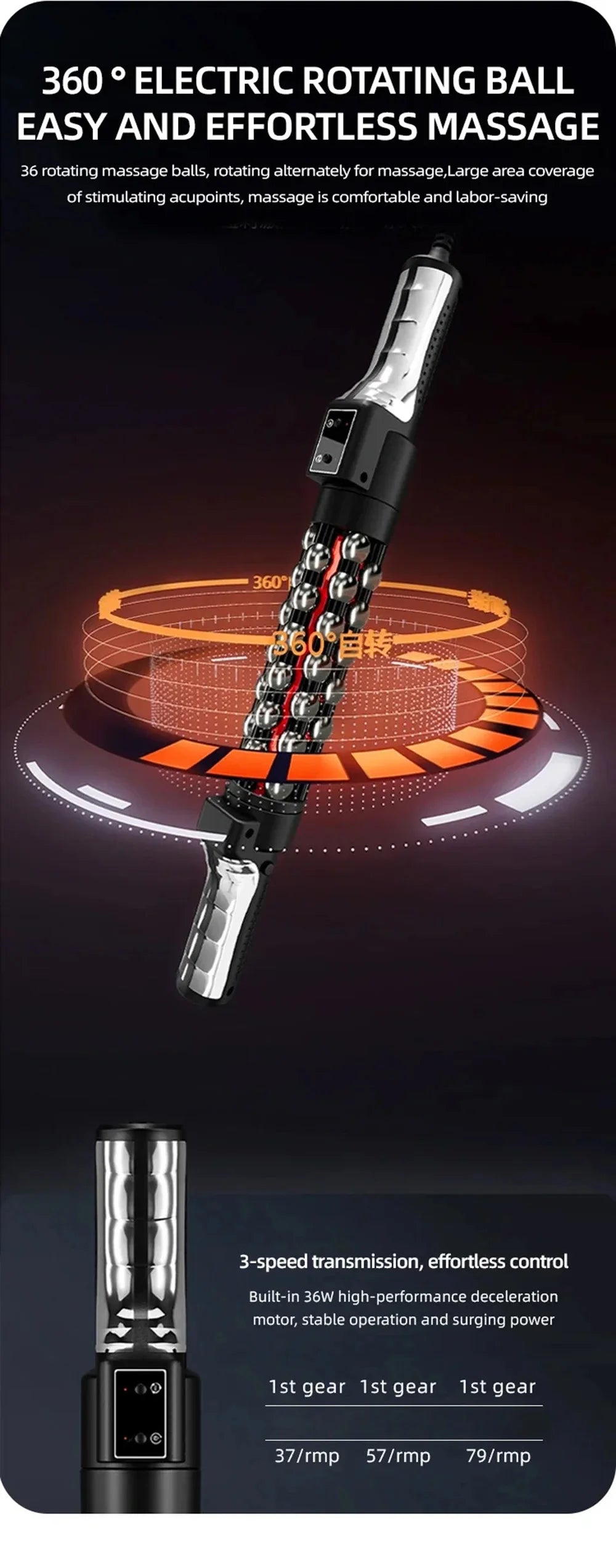 Heated Massage Roller with Red Light – Electric Rotating Massager for Weight Loss, Muscle Relief & Anti-Cellulite