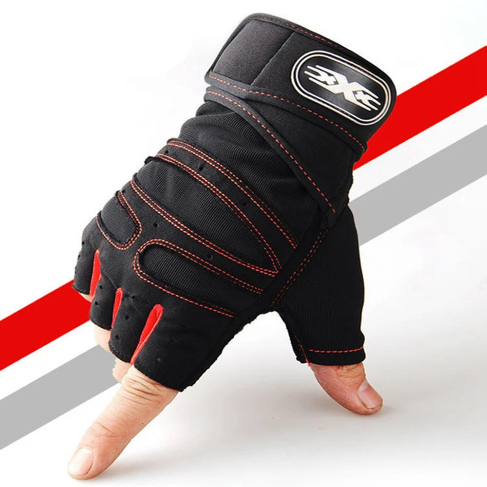 Half Finger Workout Gloves for Men & Women with Wrist Wrap – Gym, Weightlifting, Cycling, Training & Motorcycle Sports