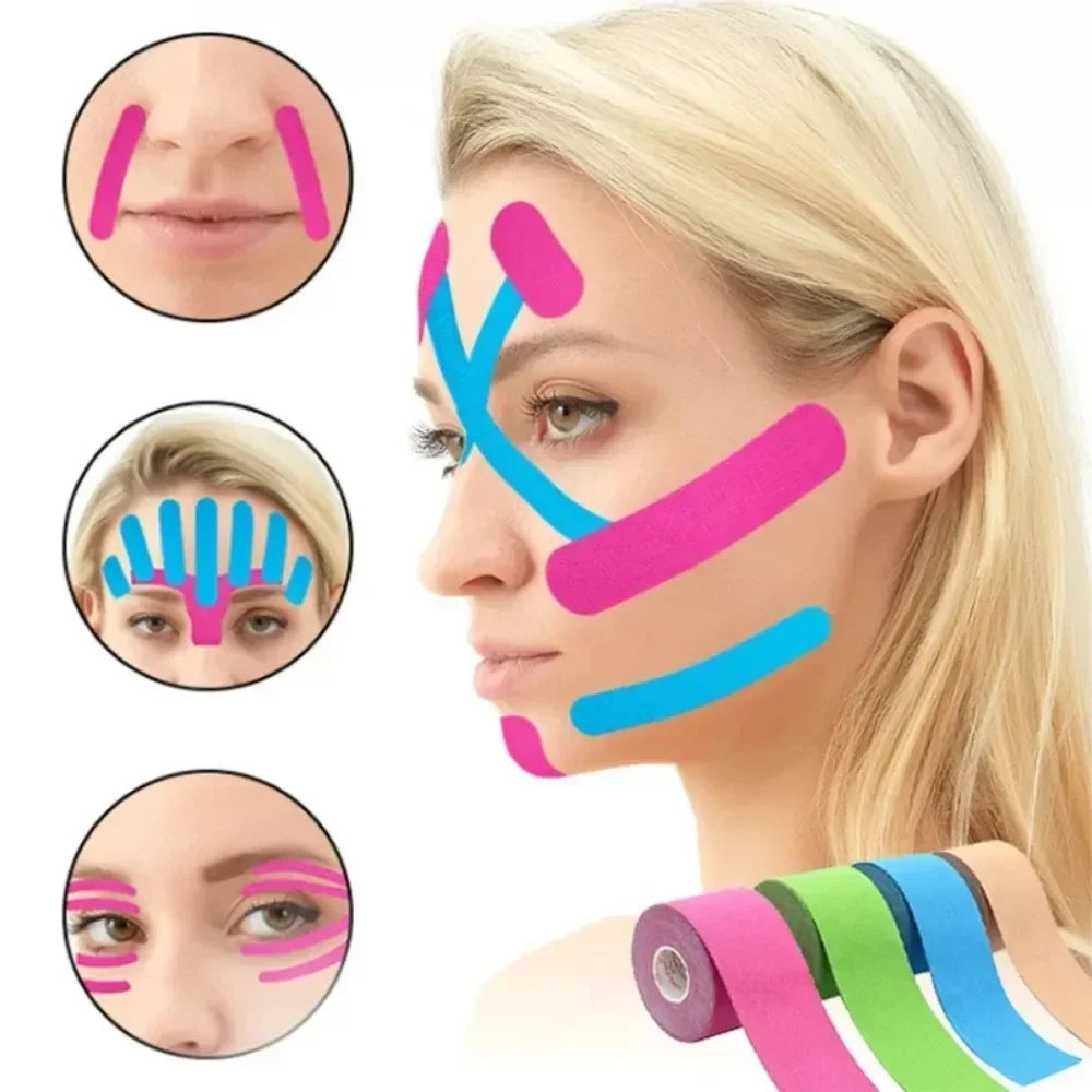 Kinesiology Face Tape 2.5CM x 5M – V-Line, Neck, Eye Lifting, Wrinkle Remover Elastic Facial Skin Care Bandage