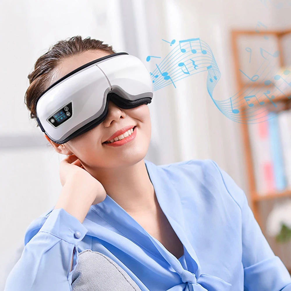 6D Smart Eye Massager – Vibration, Airbag Compression & Bluetooth Music for Fatigue Relief & Eye Relaxation