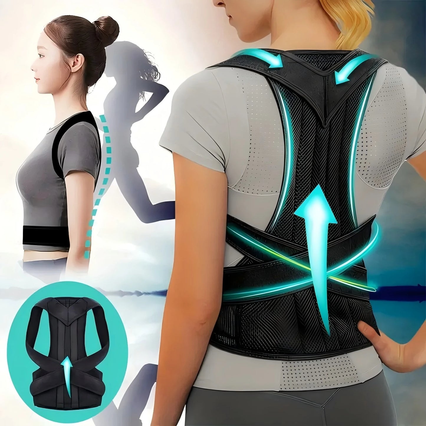 Back Brace Posture Corrector for Men & Women – Adjustable Lumbar & Shoulder Support Belt for Scoliosis Relief