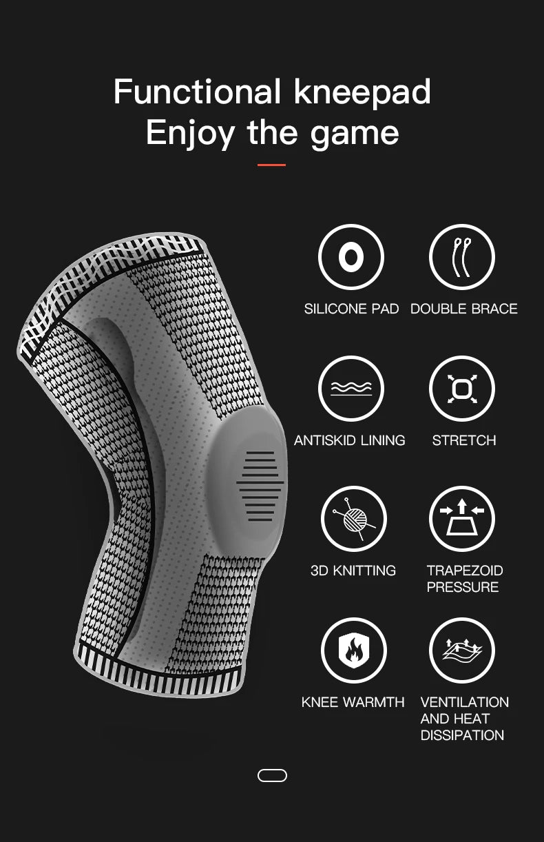 1PC Knee Pad Strap Patella Support – Silicone Compression Brace for Meniscus Injury, Sports, Basketball, Running Protection