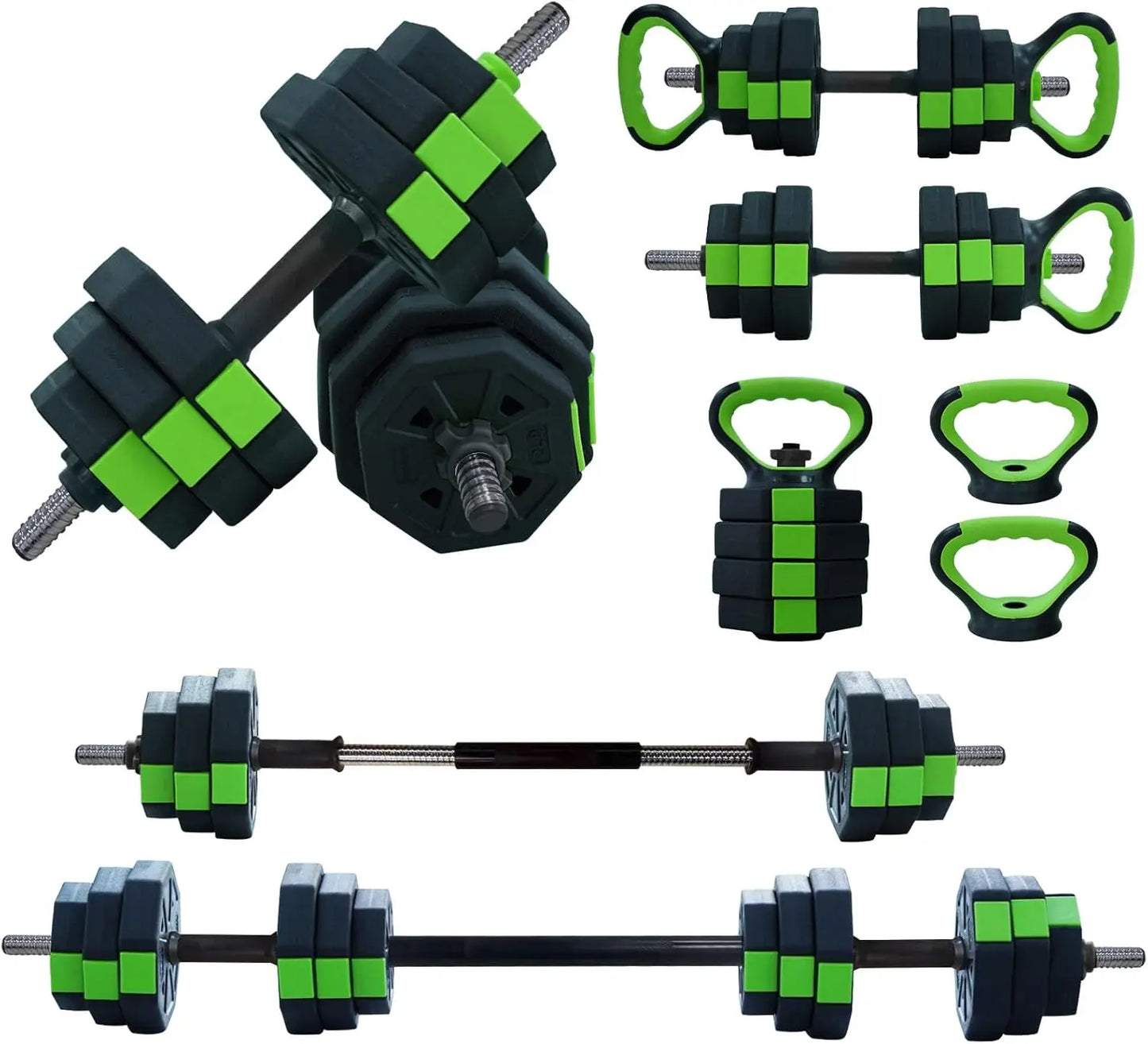 4 in 1 Adjustable Dumbbell Set 44lbs – Kettlebell, Barbell, Push-Up Stand for Home Gym Fitness