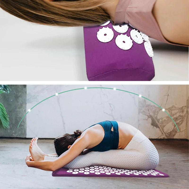 Yoga Massage Pad with Large Acupressure Points – Purple Pillow for Back, Neck & Foot Relief at Home