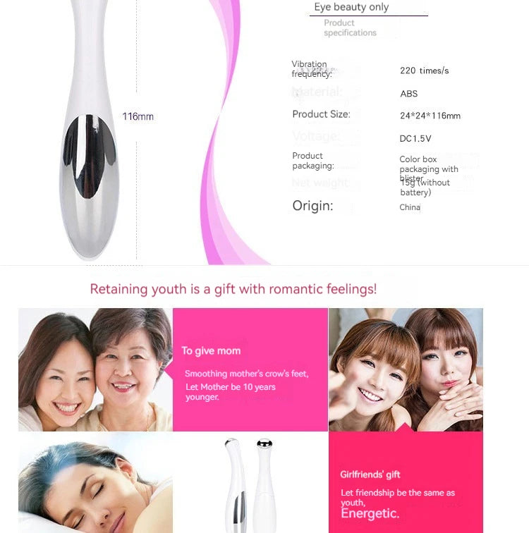 Electric Eye Massager for Fine Lines & Puffiness – Home Beauty Instrument for Eye Care, Anti-Aging, Skin Firming