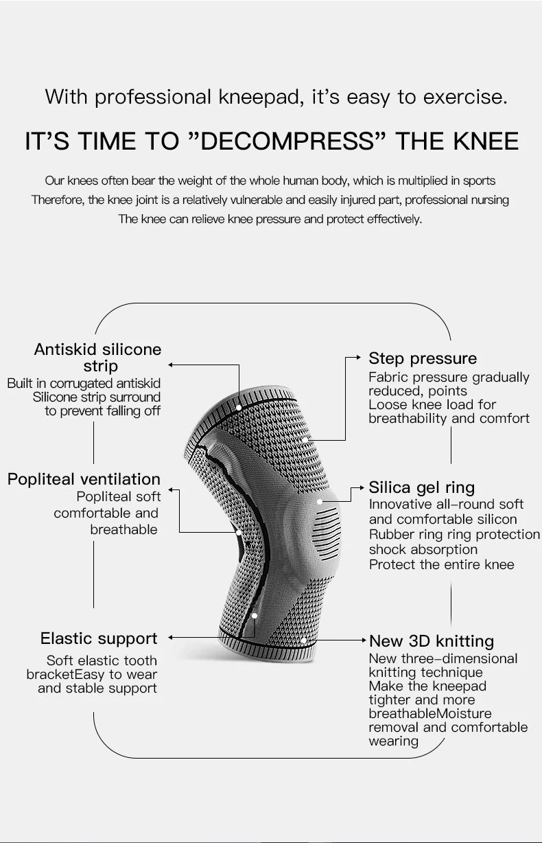 1PC Knee Pad Strap Patella Support – Silicone Compression Brace for Meniscus Injury, Sports, Basketball, Running Protection