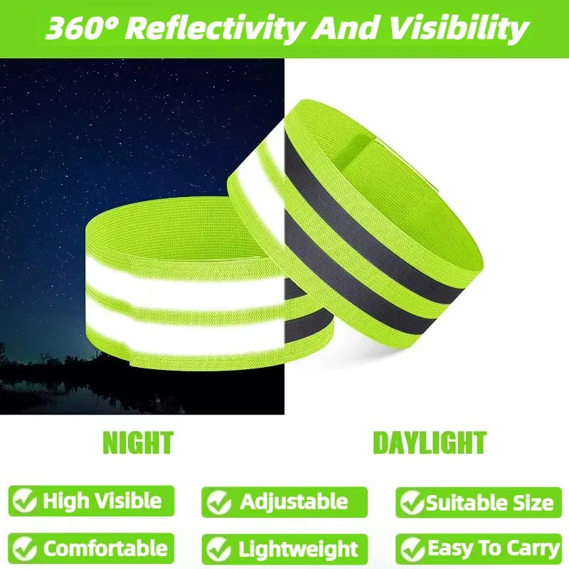 Reflective Safety Bands for Wrist, Arm, Ankle, Leg – High Visibility Straps for Night Running, Walking & Cycling