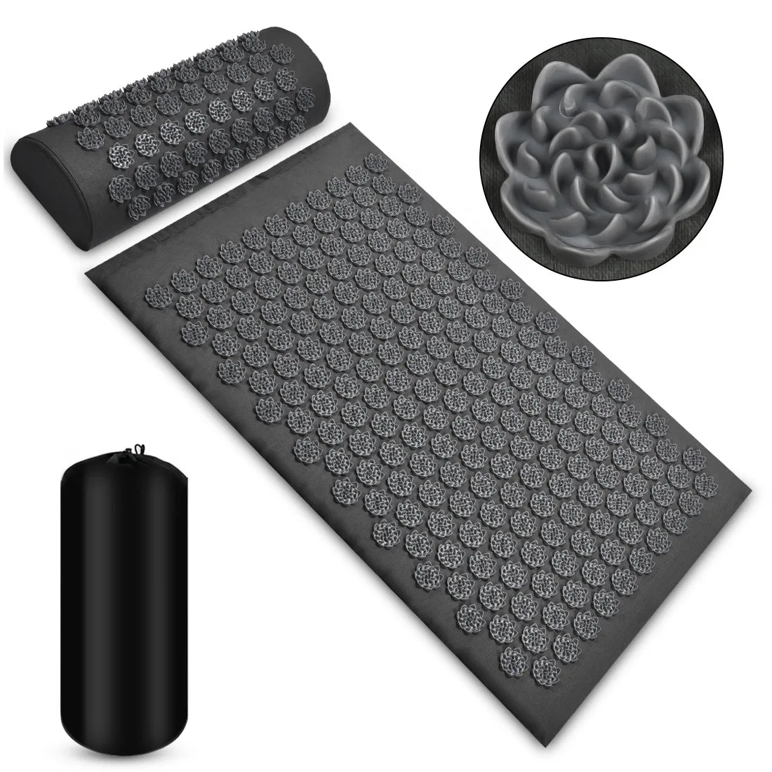 Pranamat Eco Acupressure Mat – Lotus Spike Massage Cushion for Back, Neck, Foot & Yoga Pain Relief