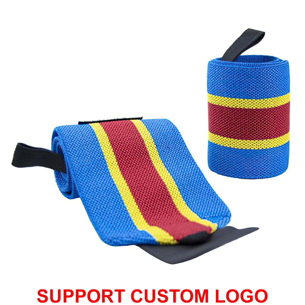 Wrist Support Wraps – 1 Pair Extra Strength Weight Lifting Brace Straps for Gym & Fitness Training with Custom Logo Option