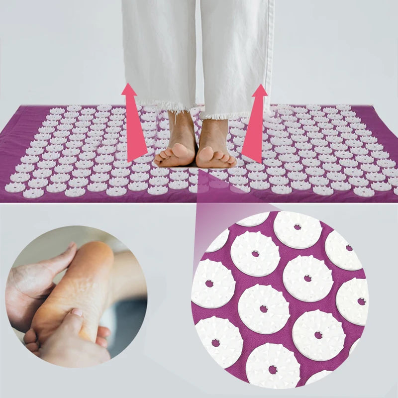 Yoga Massage Pad with Large Acupressure Points – Purple Pillow for Back, Neck & Foot Relief at Home