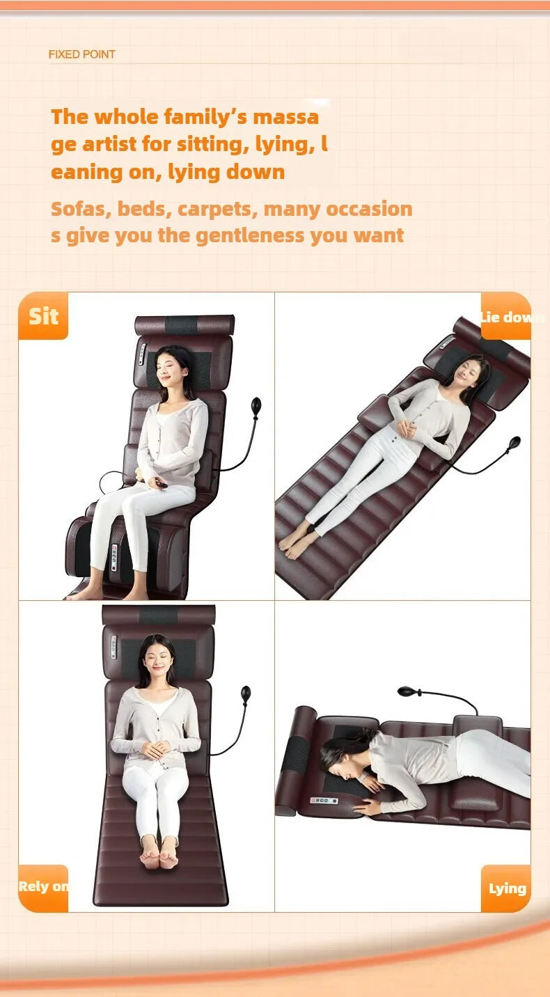 Electric Full Body Massage Mattress – Heating Pad with Kneading, Vibration & Airbag Therapy, Handheld Remote Control