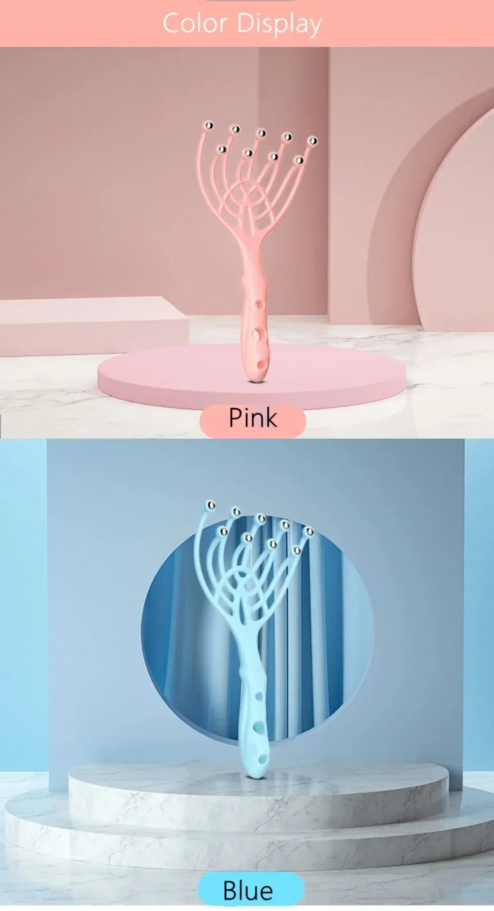 Steel Ball Head Scalp Massager – Handheld 9-Claw Roller Comb for Stress Relief, Relaxation & Hair Care