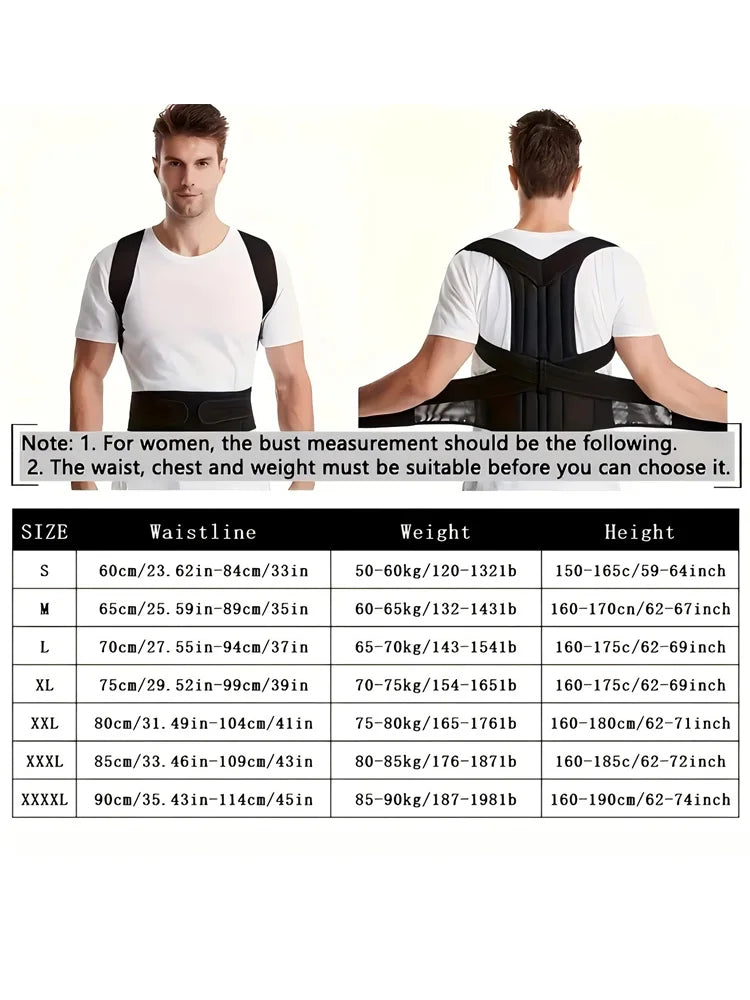 Back Brace Posture Corrector for Men & Women – Adjustable Lumbar & Shoulder Support Belt for Scoliosis Relief