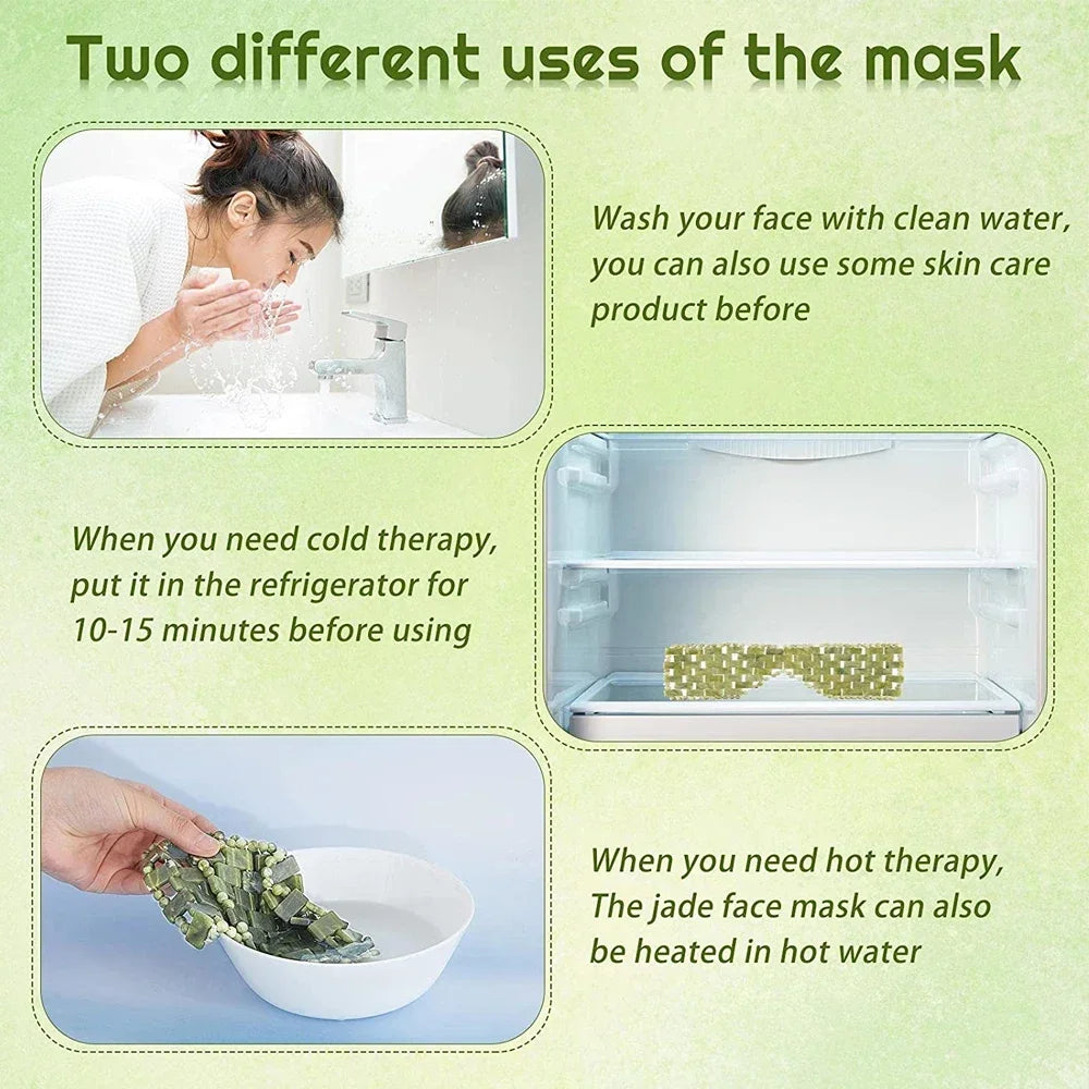 Cooling Jade Eye Mask – Natural Stone Eye Massager for Relaxation, Sleep & Puffy Eye Relief
