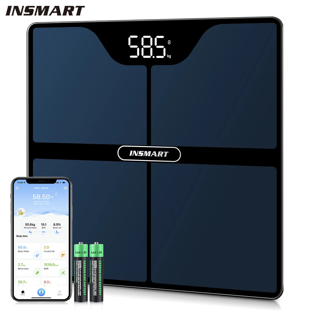 INSMART Smart Digital Body Fat Scale – 180kg Bioimpedance Weight Scale for Adults, Body Composition Analyzer