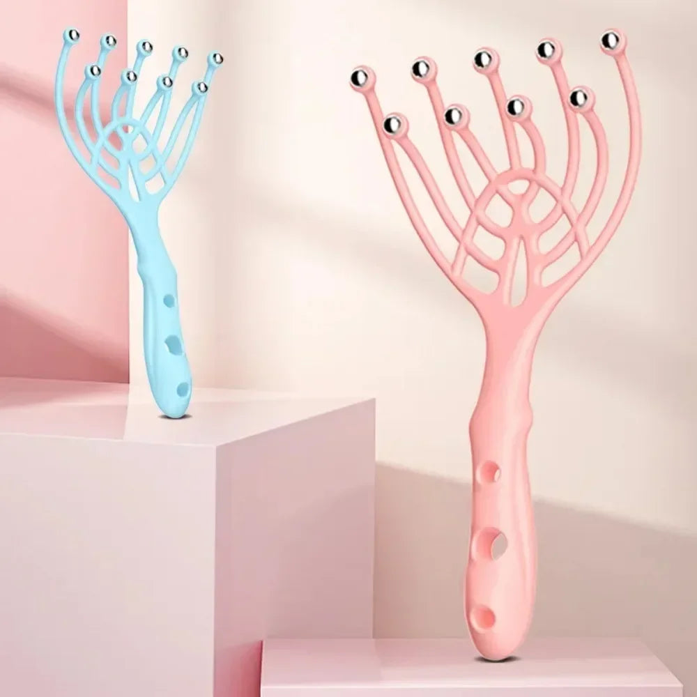 Steel Ball Head Scalp Massager – Handheld 9-Claw Roller Comb for Stress Relief, Relaxation & Hair Care